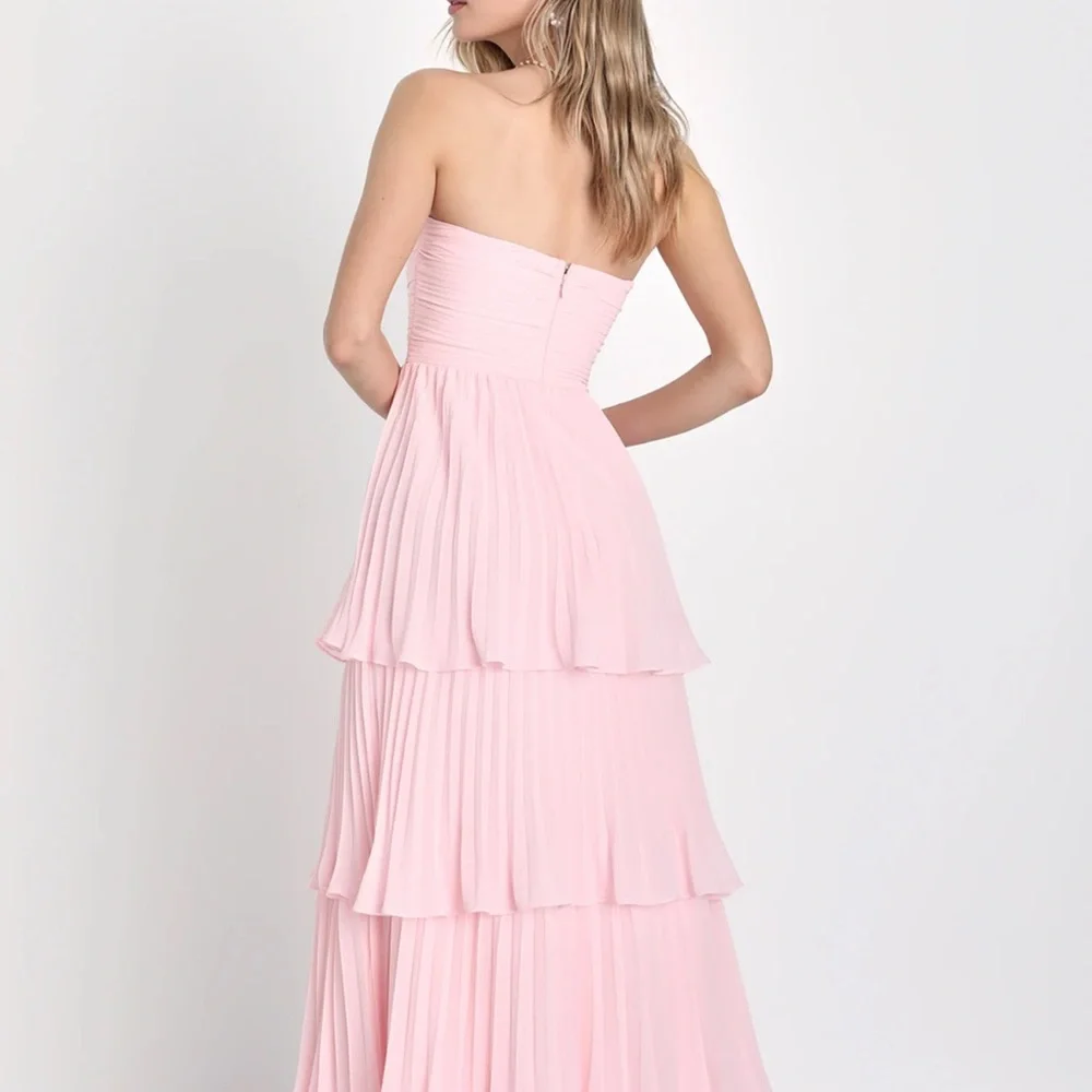 Lulus Light Pink Strapless Tiered Maxi Dress - Picture 2 of 4